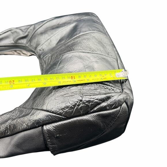 Vintage Genuine Leather Black Hobo Shoulder Bag Hecho en México made in Mexico - Picture 6 of 13